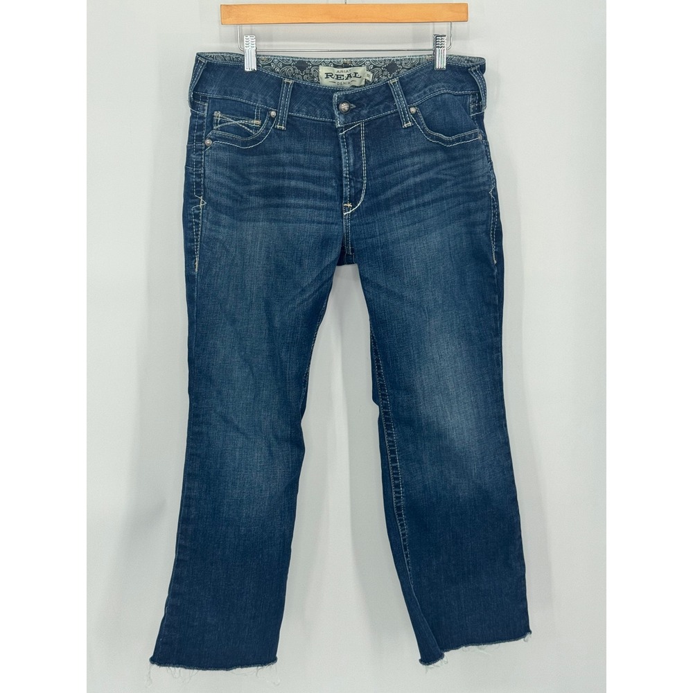 ARIAT REAL DENIM Women's Bootcut Jeans Medium Wash Frayed Hem Size 32